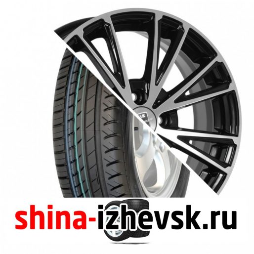 Колесо в сборе Viatti Strada (V-130) 185/60 R15 H 84 + КиК Меандр-оригинал 6xR15 4×100 ET40 DIA60.1 Черный глянцевый с полированными элементами лицевой поверхности в Ижевске